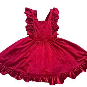Ollie Jay velvet pinafore in red size 8 (runs small)